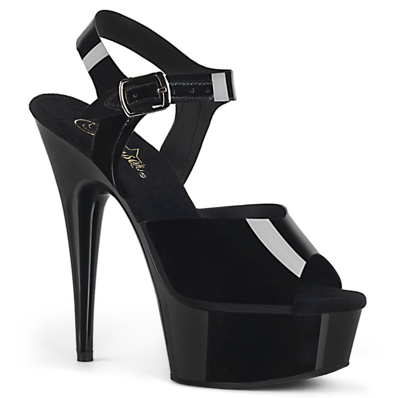 Černé sandály na vysokém podpatku a platformě DEL608N/BTPU/M | DELIGHT-608N Pleaser