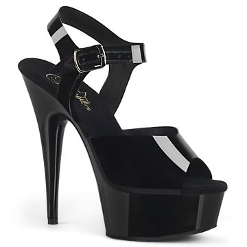 DELIGHT-608N | Černé sandály na vysokém podpatku a platformě DEL608N/BTPU/M Pleaser