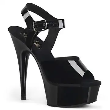 Černé sandály na vysokém podpatku a platformě DEL608N/BTPU/M | DELIGHT-608N Pleaser