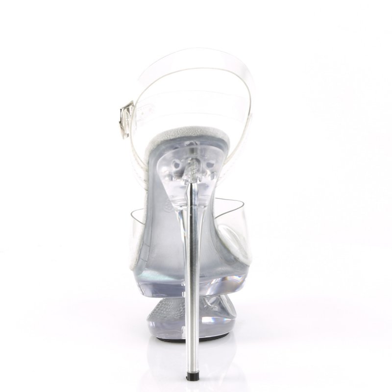 Průhledné sandály na jehle a platformě ECP608DM/C/M | ECLIPSE-608DM Pleaser - zezadu
