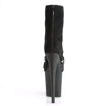 Černé páskové boty na extra podpatku FLAM800-24/BELS-MF/M | FLAMINGO-800-24 Pleaser - zezadu