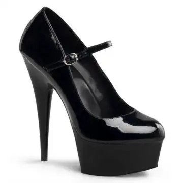 Černé sexy lodičky na podpatku a platformě DEL687/B/M | DELIGHT-687 Pleaser