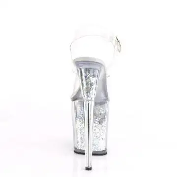 Stříbrné boty na extra podpatku FLAM808GF/C/SMCG | FLAMINGO-808GF Pleaser - zezadu