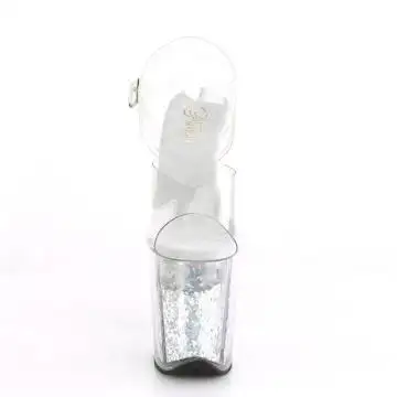 Stříbrné boty na extra podpatku FLAM808GF/C/SMCG | FLAMINGO-808GF Pleaser - zepředu