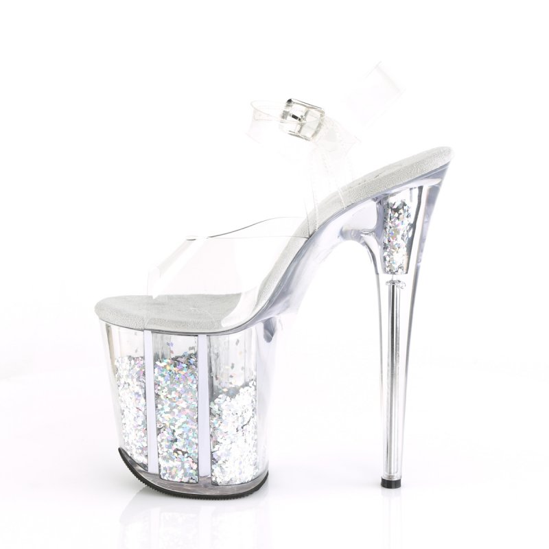 Stříbrné boty na extra podpatku FLAM808GF/C/SMCG | FLAMINGO-808GF Pleaser - z vnitřku