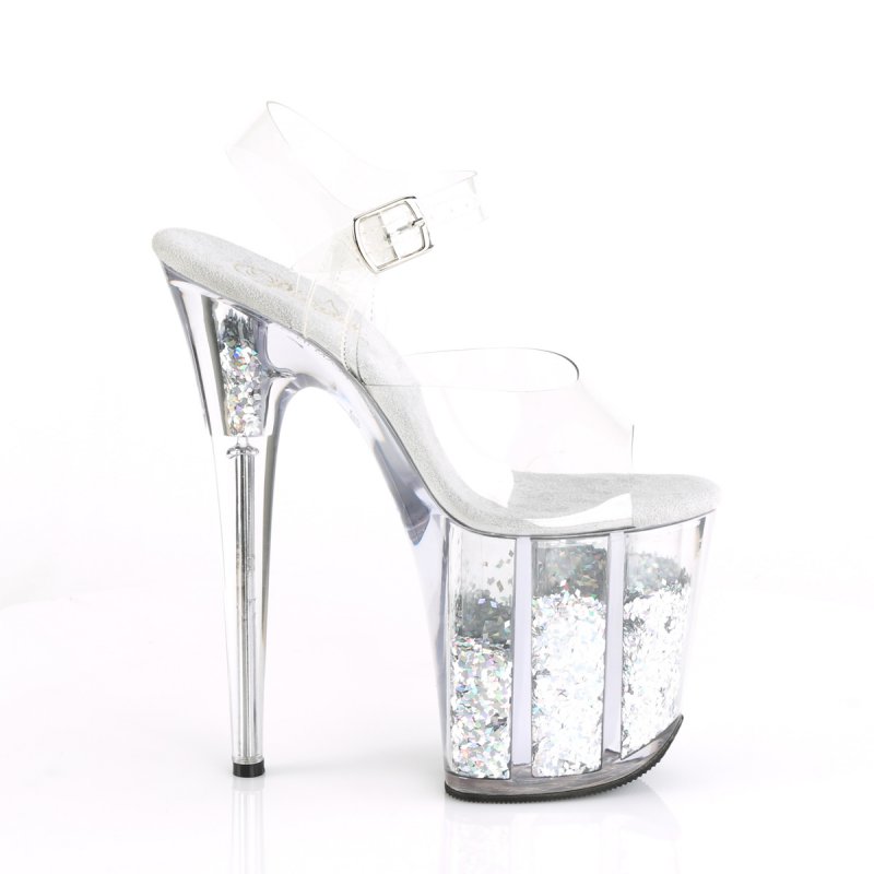 Stříbrné boty na extra podpatku FLAM808GF/C/SMCG | FLAMINGO-808GF Pleaser - z vnějšku