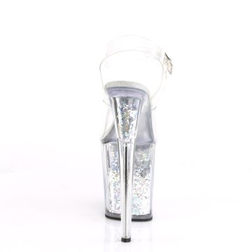 Stříbrné boty na extra podpatku FLAM808GF/C/SMCG | FLAMINGO-808GF Pleaser - zezadu Stříbrné boty na extra podpatku FLAM808GF/C/SMCG | FLAMINGO-808GF Pleaser - zezadu