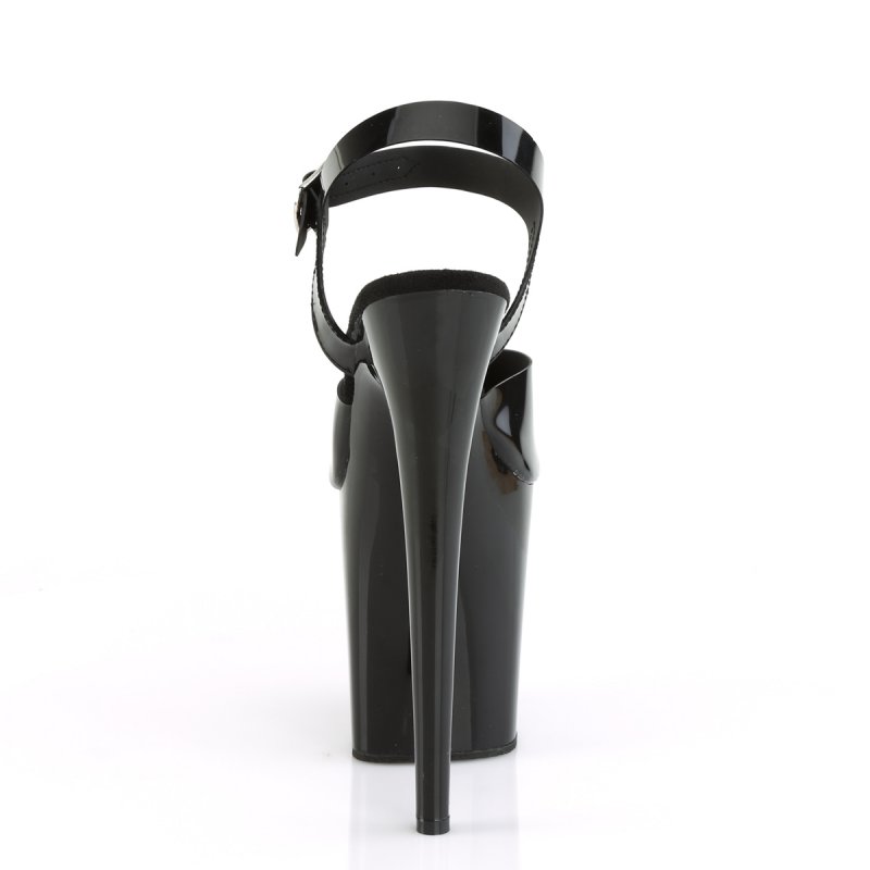 Černé pole dance boty FLAM808N/BTPU/M | FLAMINGO-808N Pleaser - zezadu