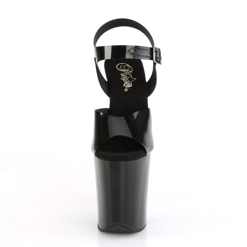 Černé pole dance boty FLAM808N/BTPU/M | FLAMINGO-808N Pleaser - zepředu