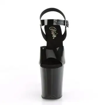 Černé pole dance boty FLAM808N/BTPU/M | FLAMINGO-808N Pleaser - zepředu