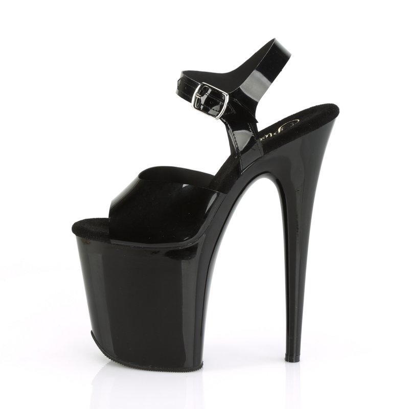 Černé pole dance boty FLAM808N/BTPU/M | FLAMINGO-808N Pleaser - z vnitřku