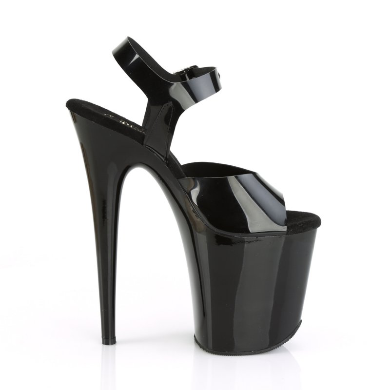 Černé pole dance boty FLAM808N/BTPU/M | FLAMINGO-808N Pleaser - z vnějšku