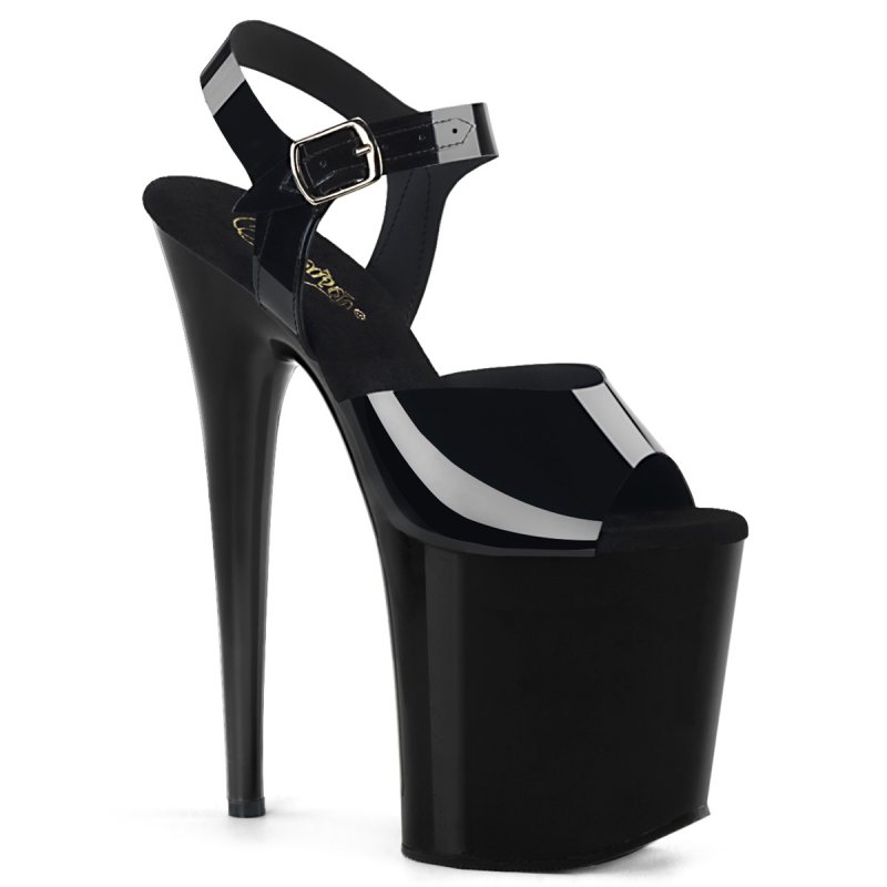 Černé pole dance boty FLAM808N/BTPU/M | FLAMINGO-808N Pleaser
