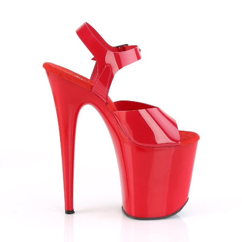 Červené pole dance boty FLAM808N/RTPU/M | FLAMINGO-808N Pleaser - z vnějšku