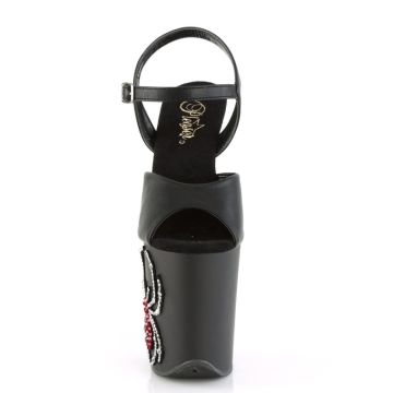 Černé boty s pavoukem na platformě FLAM809RSSP/BPU/M | FLAMINGO-809RSSP Pleaser - zepředu Černé boty s pavoukem na platformě FLAM809RSSP/BPU/M | FLAMINGO-809RSSP Pleaser - zepředu