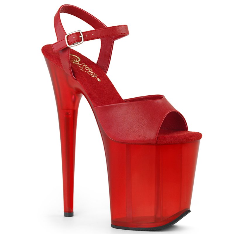 FLAMINGO-809T FLAM809T/RPU/M Červené sexy boty na extrémním podpatku a platformě