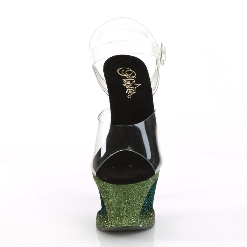MOON708OMBRE/C/EM-B Luxusní sexy boty černo zelené | MOON-708OMBRE Pleaser - zepředu