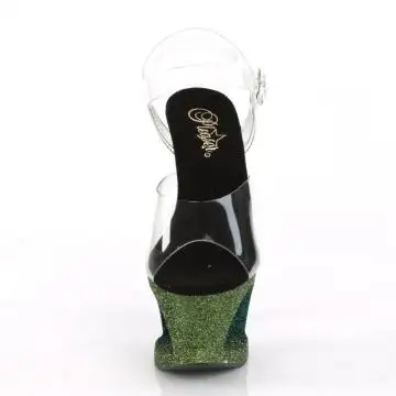 MOON708OMBRE/C/EM-B Luxusní sexy boty černo zelené | MOON-708OMBRE Pleaser - zepředu