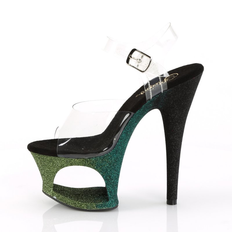 MOON708OMBRE/C/EM-B Luxusní sexy boty černo zelené | MOON-708OMBRE Pleaser - z vnitřku