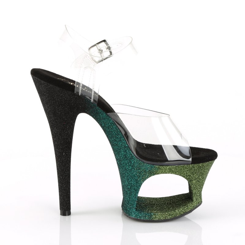 MOON708OMBRE/C/EM-B Luxusní sexy boty černo zelené | MOON-708OMBRE Pleaser - z vnějšku