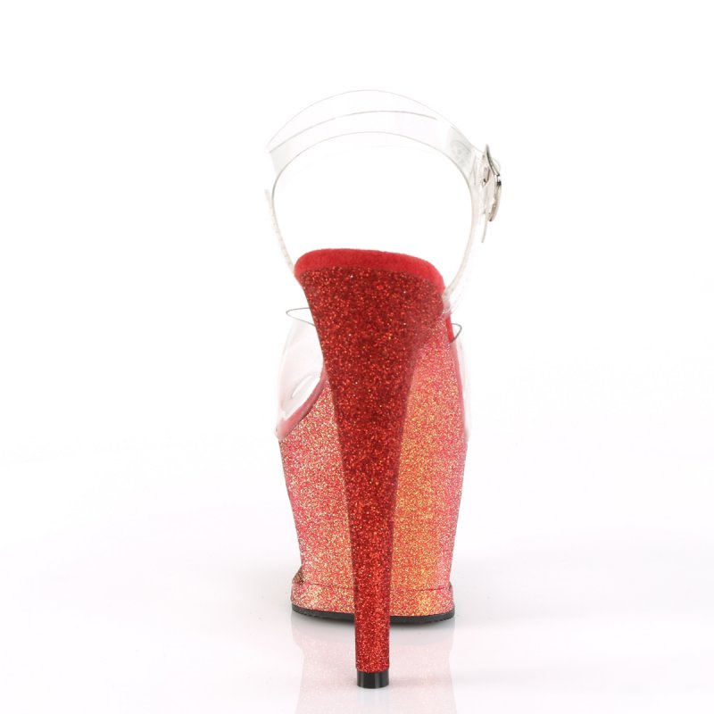 MOON708OMBRE/C/GLD-R Luxusní sexy boty zlato červené na vysokém podpatku Pleaser - zezadu