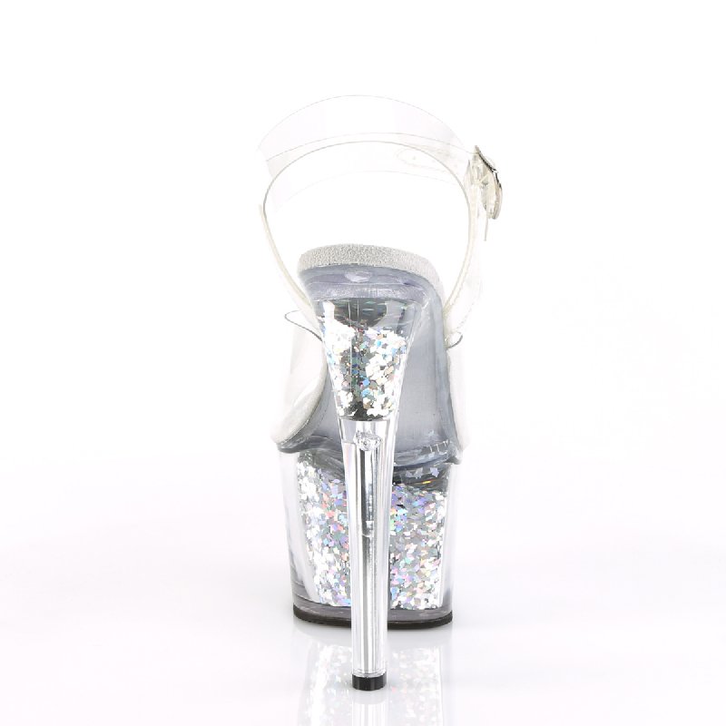 SKY308GF/C/SG Stříbrné taneční sexy boty | SKY-308GF Pleaser - zezadu
