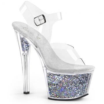SKY308GF/C/SG Stříbrné taneční sexy boty Pleaser
