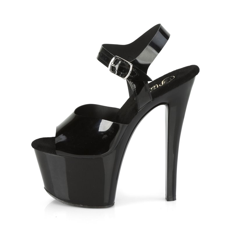 SKY308N/BTPU/M Černé sexy boty | SKY-308N Pleaser - z vnitřku