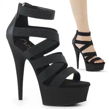 Černé páskové sandály Pleaser DEL659/BELS-PU/M | DELIGHT-659 Pleaser