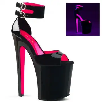 Růžovo-černé svítící extrémní boty XTM875TT/B/B-NHP | XTREME-875TT Pleaser