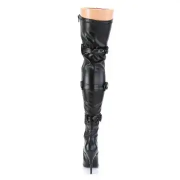 Černé BDSM kozačky SED3028/B/PU | SEDUCE-3028 Pleaser - zezadu