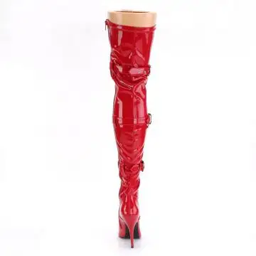 Červené BDSM kozačky SED3028/R | SEDUCE-3028 Pleaser - zezadu
