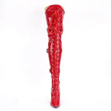 Červené BDSM kozačky SED3028/R | SEDUCE-3028 Pleaser - zepředu