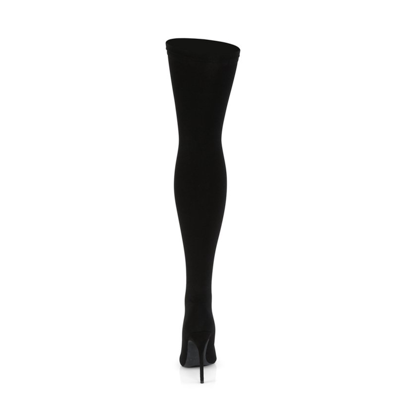 Černé nylonové kozačky s natahovací nohavicí COURTLY3005/BNY | COURTLY-3005 Pleaser - zezadu