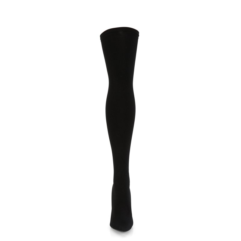 Černé nylonové kozačky s natahovací nohavicí COURTLY3005/BNY | COURTLY-3005 Pleaser - zepředu