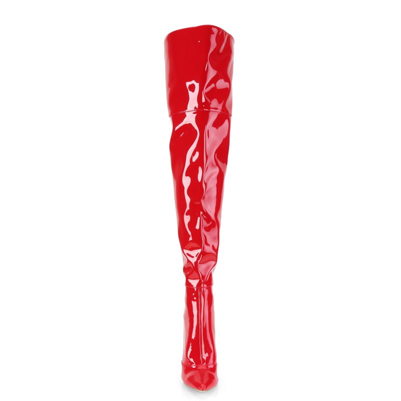 Červené lakované kozačky nad kolena COURTLY3012/R | COURTLY-3012 Pleaser - zepředu