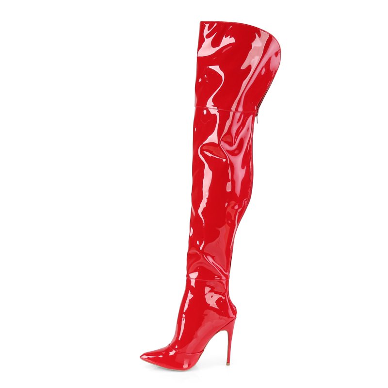 Červené lakované kozačky nad kolena COURTLY3012/R | COURTLY-3012 Pleaser - z vnitřku