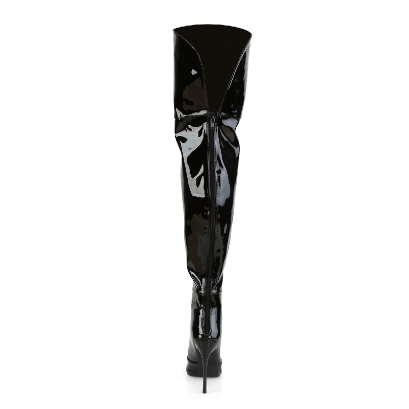Černé lakované kozačky nad kolena COURTLY3012/B | COURTLY-3012 Pleaser - zezadu