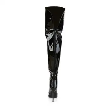 Černé lakované kozačky nad kolena COURTLY3012/B | COURTLY-3012 Pleaser - zezadu