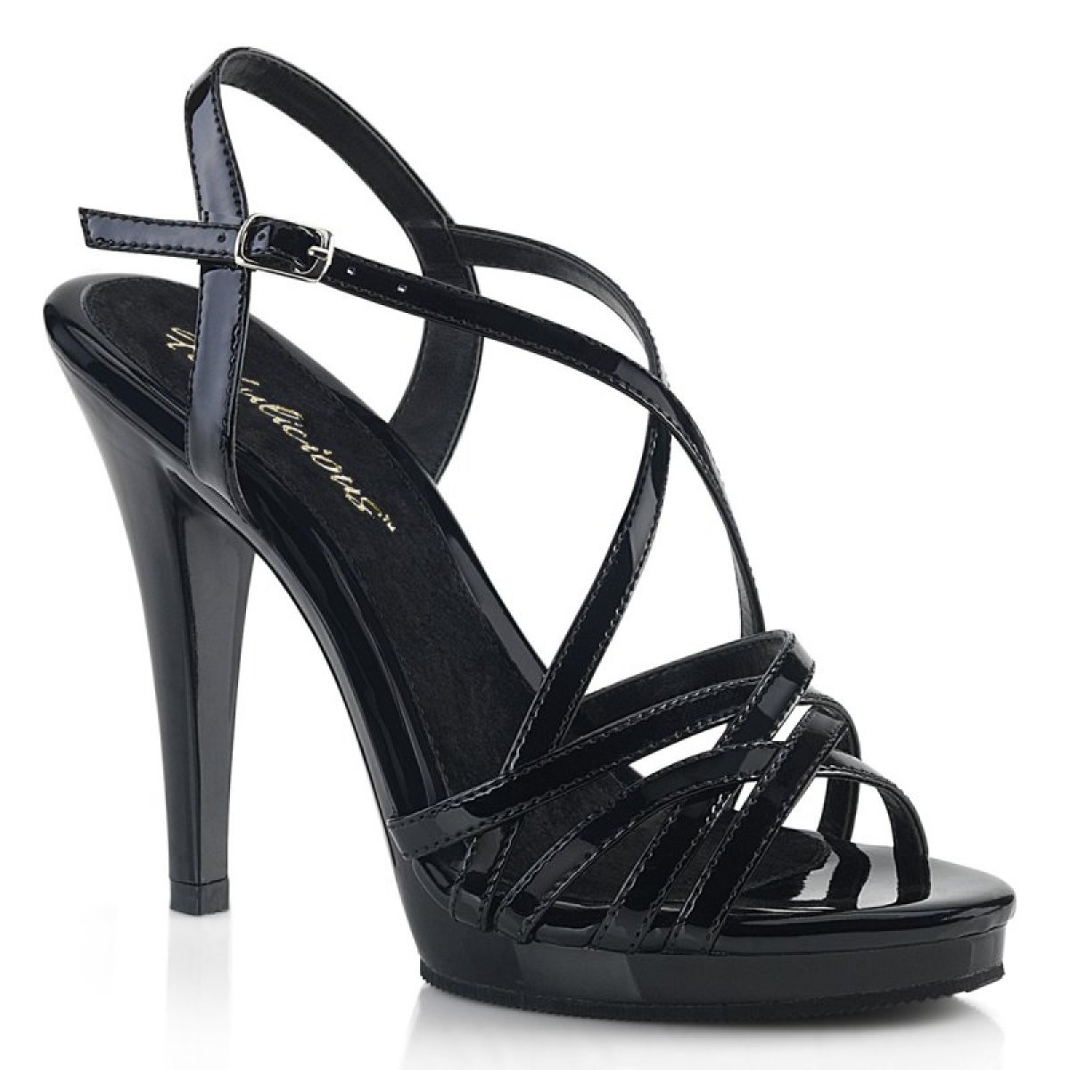 Černé páskové sandály na podpatku FLA413/B/M | FLAIR-413 Fabulicious