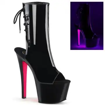 Černé lesklé svítící strip boty Pleaser SKY1018TT/B/B-NHP | SKY-1018TT Pleaser