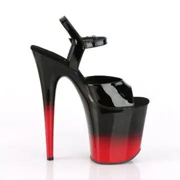 Červeno-černé pole dance sandály Pleaser FLAM809BR-H/B/B-R | FLAMINGO-809BR-H Pleaser - zezadu