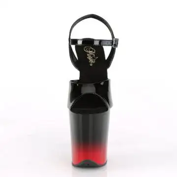 Červeno-černé pole dance sandály Pleaser FLAM809BR-H/B/B-R | FLAMINGO-809BR-H Pleaser - zepředu