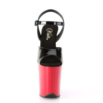 FLAM809/B/R červeno-černé taneční sandály | FLAMINGO-809 Pleaser - zepředu