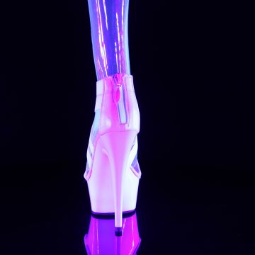 Bílé páskové sandály svítící pod UV světlem DEL669/WELS-PU/M | DELIGHT-669 Pleaser - zezadu