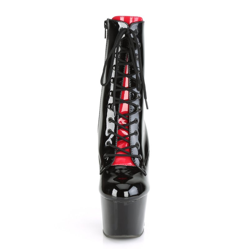 ADORE-1020FH Černé lesklé kotníčkové taneční kozačky ADO1020FH/B-RPT/M Pleaser - zepředu