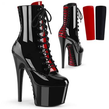 ADORE-1020FH | Černé lesklé kotníčkové taneční kozačky ADO1020FH/B-RPT/M Pleaser