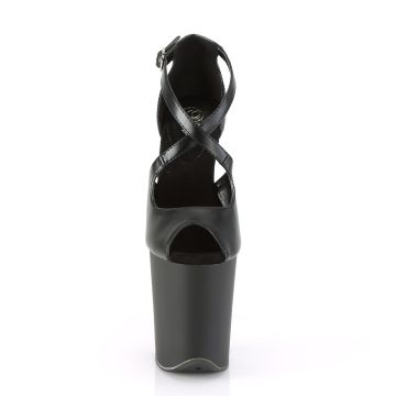 Černé páskové boty na extra podpatku FLAM821/BPU/M | FLAMINGO-821 Pleaser - zepředu