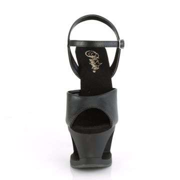 Černé matné sandály na podpatku a platformě MOON709/BPU/M | MOON-709 Pleaser - zepředu