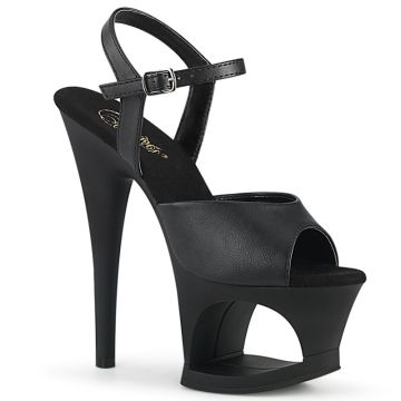 Černé matné sandály na podpatku a platformě MOON709/BPU/M | MOON-709 Pleaser